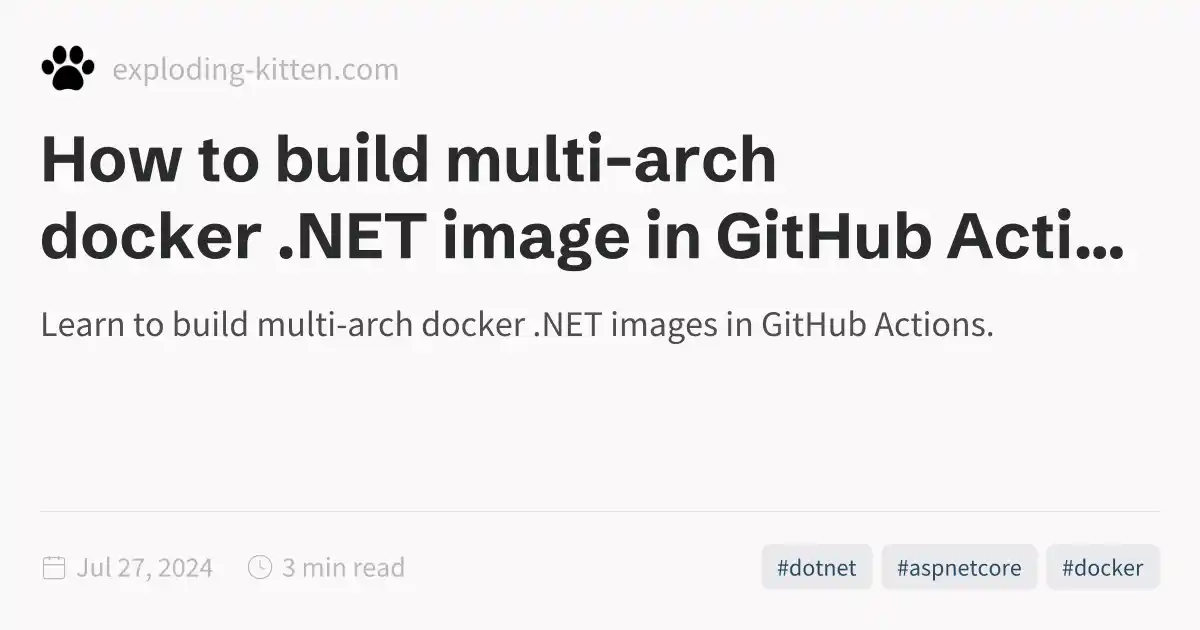 How to build multi-arch docker .NET image in GitHub Actions