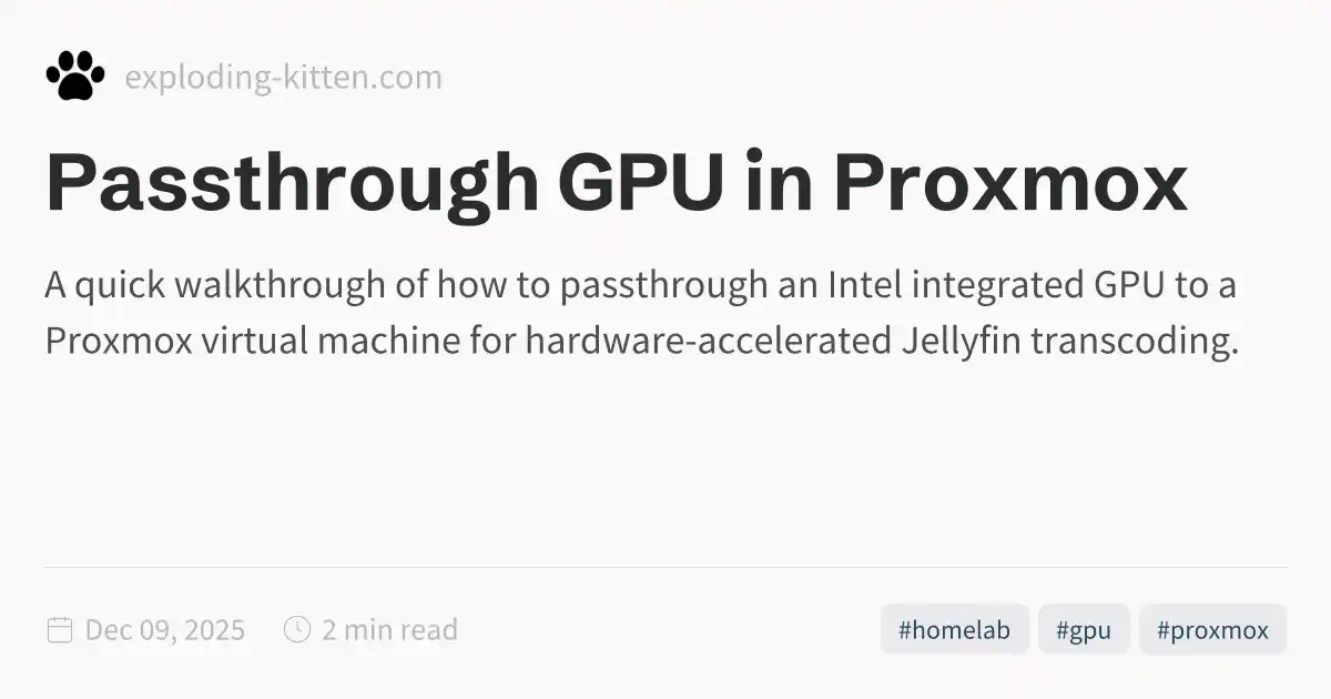 Passthrough GPU in Proxmox